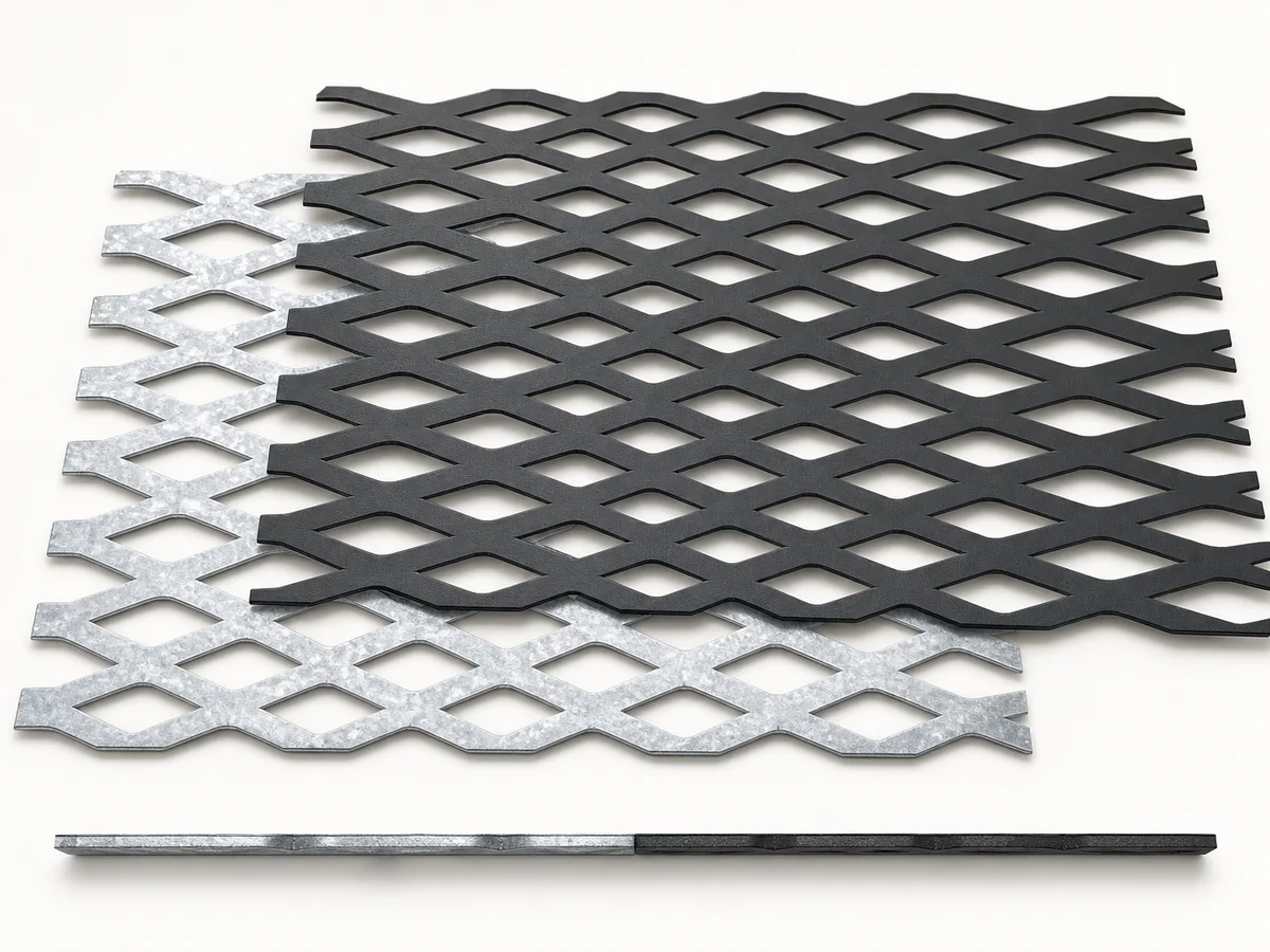 AI-generated reference illustration: Flattened Expanded Metal Sheet